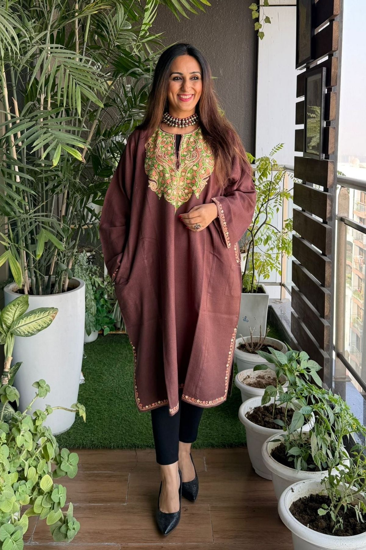 Woollen Kashmiri Phiran with Aari work