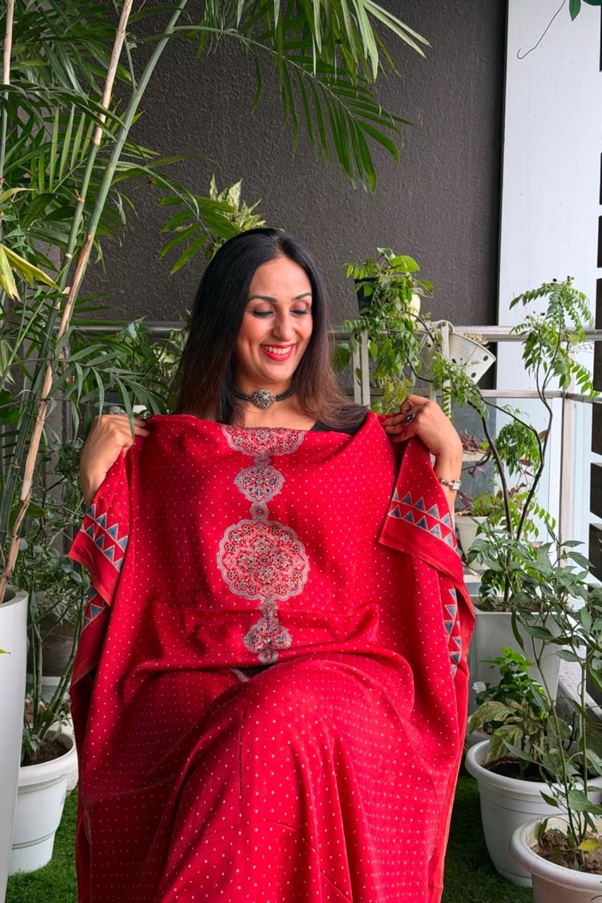 Ajrakh kurta fabric on pure modal !!