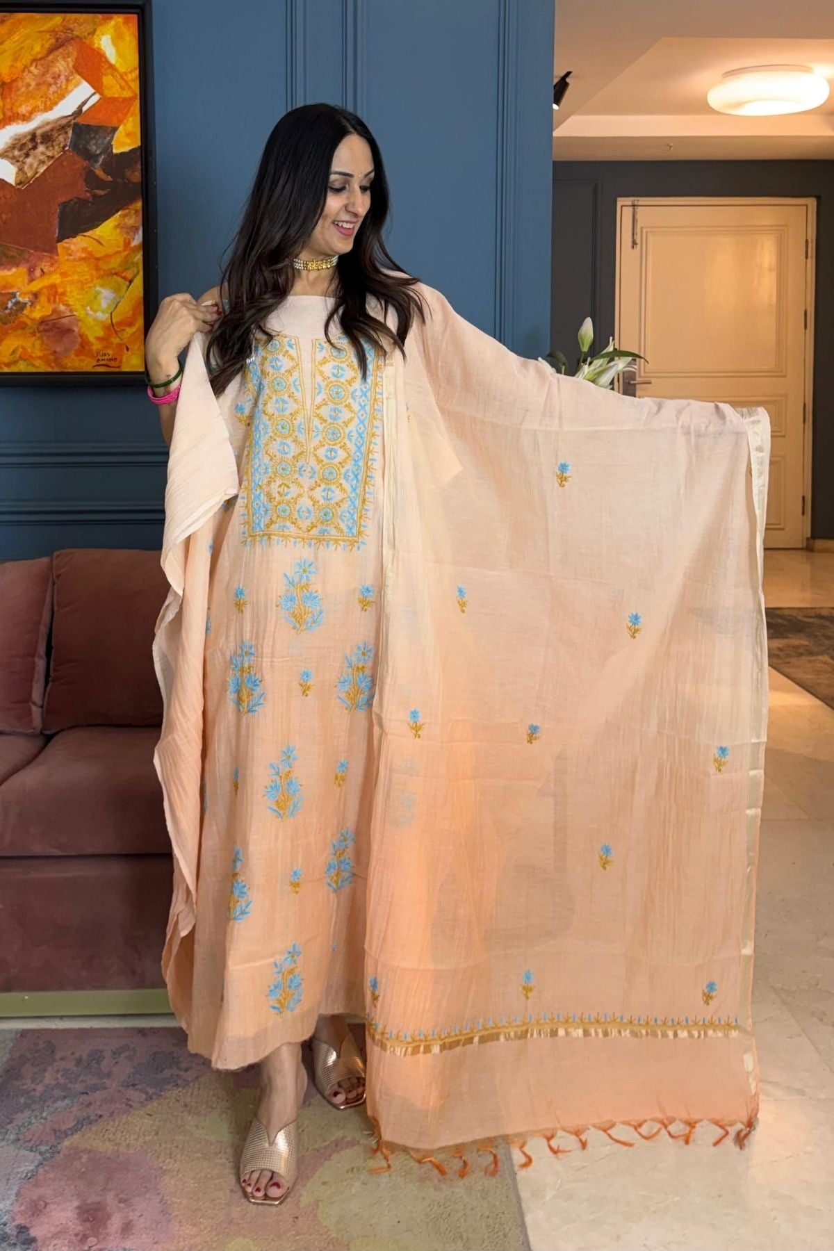 Ombré Chikankari on pure Mul cotton!!!