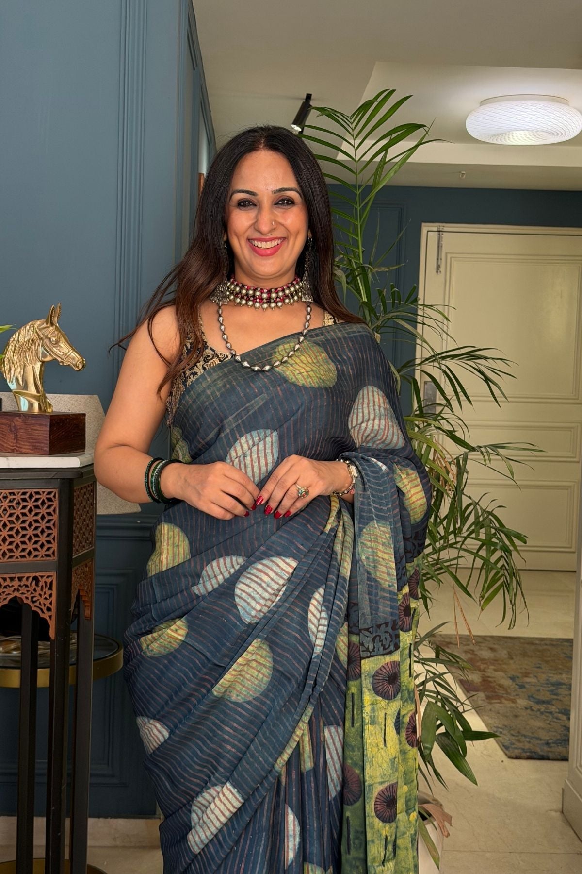 Pomegranate handcrafted pure tussar modal saree!!