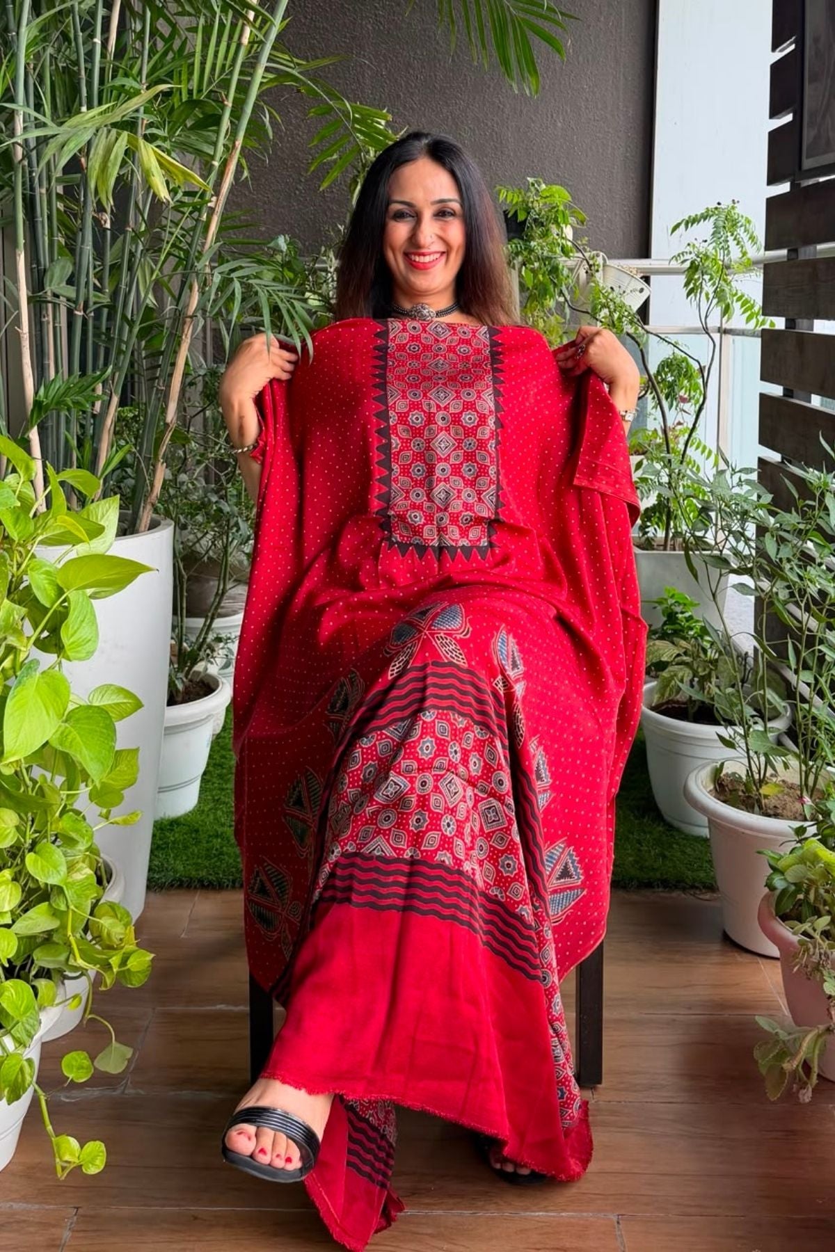 Ajrakh kurta fabric on pure modal !!