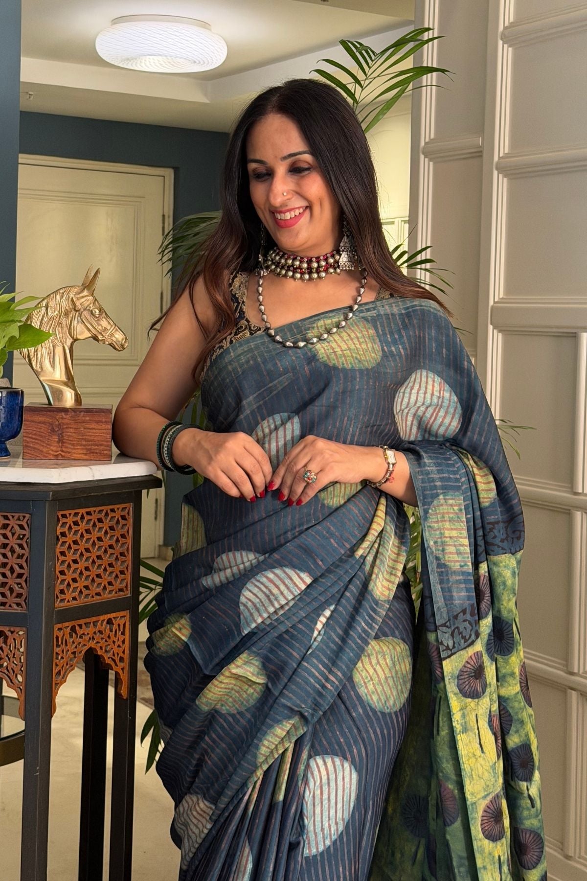 Pomegranate handcrafted pure tussar modal saree!!
