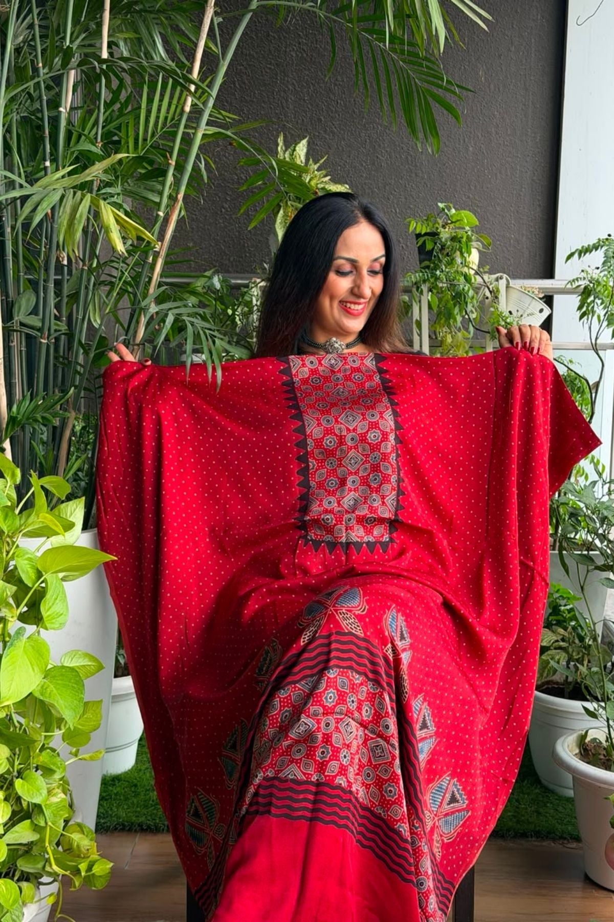 Ajrakh kurta fabric on pure modal !!
