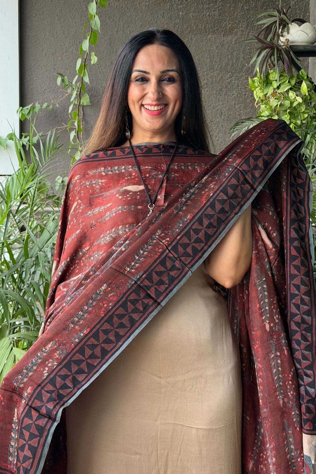 Ombré dyed modal kurta fabric with vegetable Handblock dyed dupatta!!