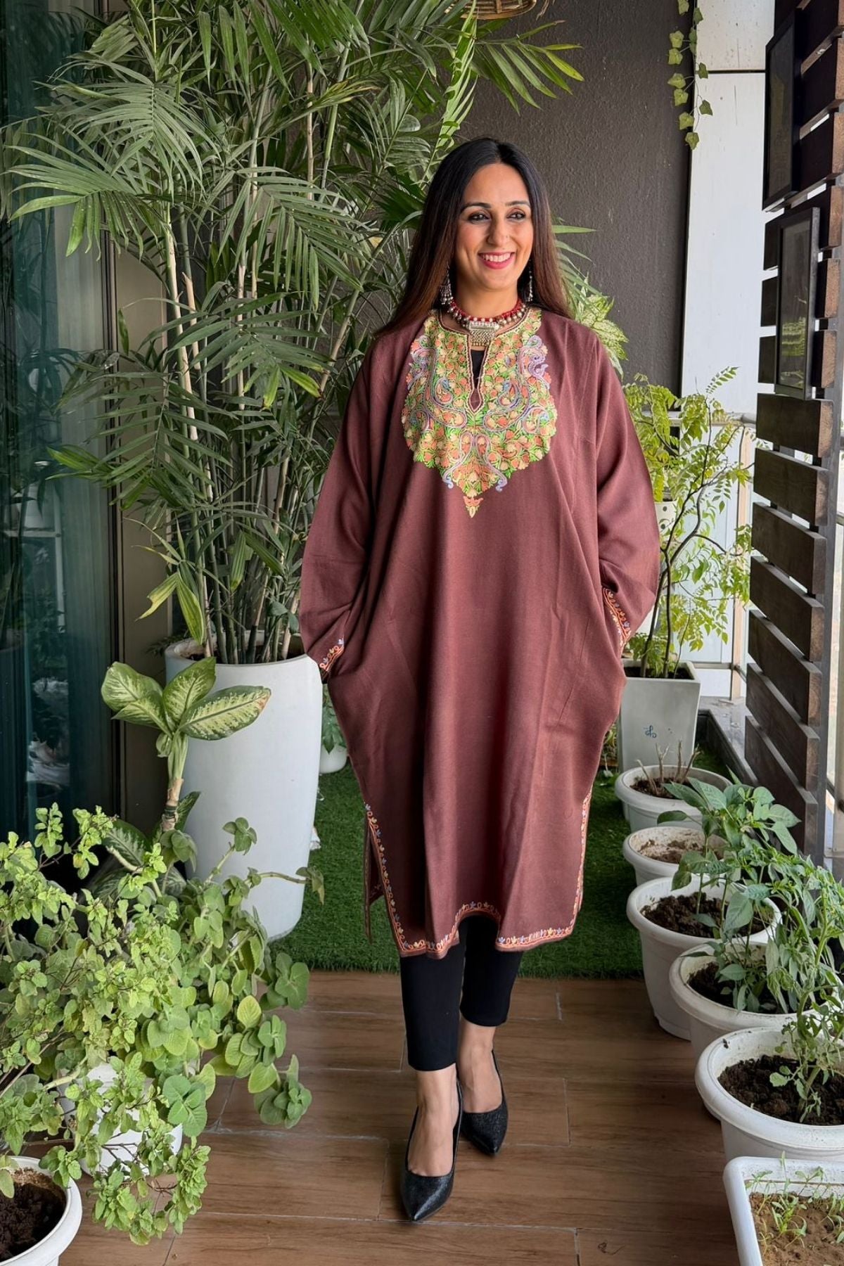 Woollen Kashmiri Phiran with Aari work