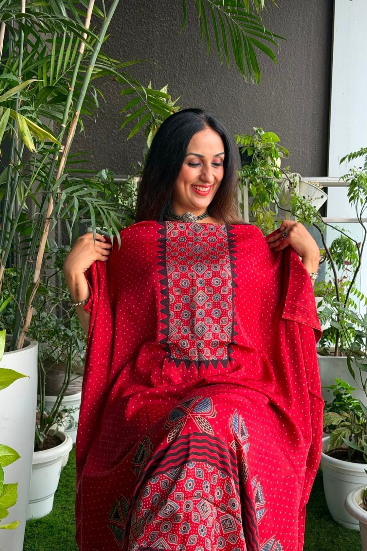 Ajrakh kurta fabric on pure modal !!