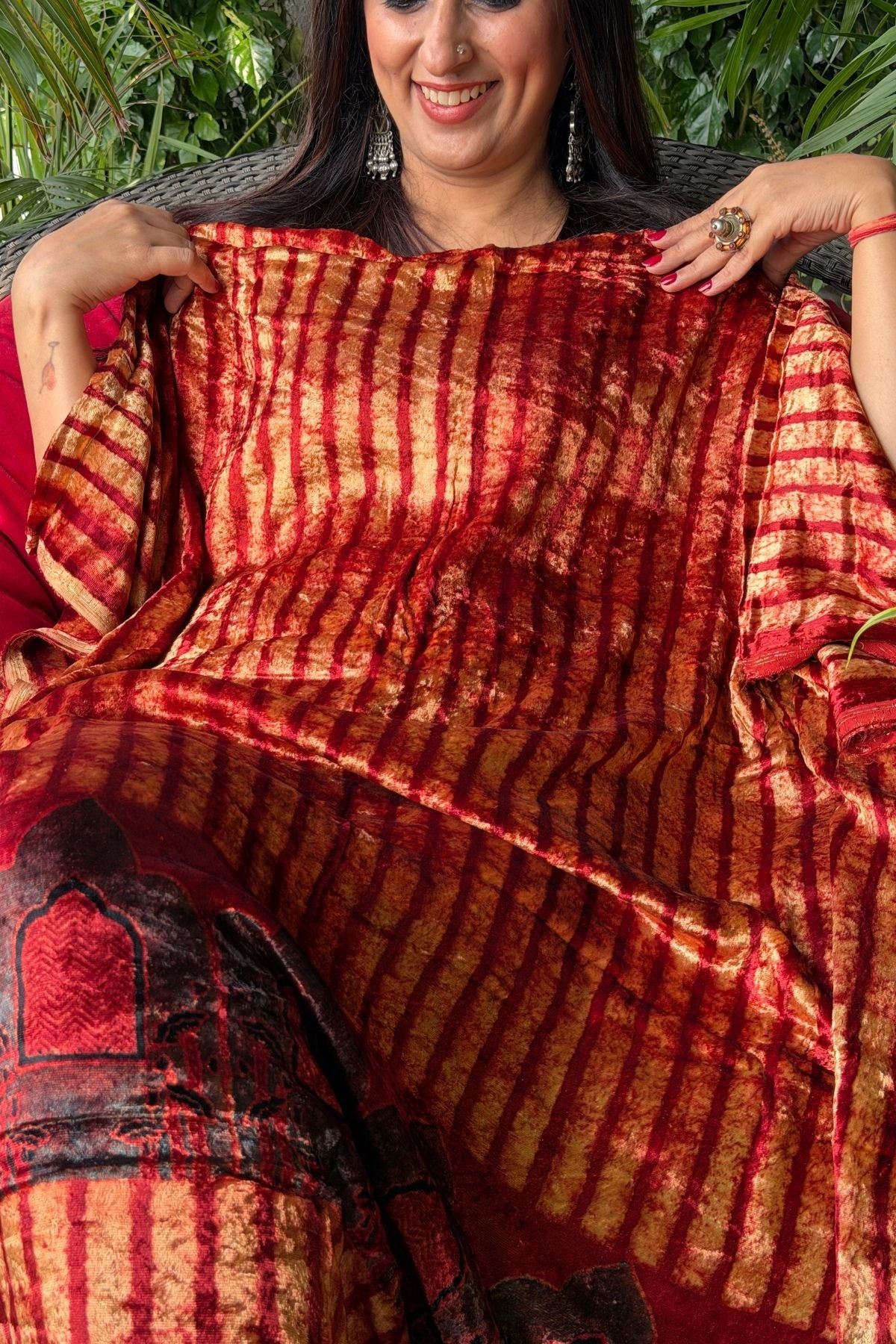 Handblocked Ajrakh kurta fabric only!!