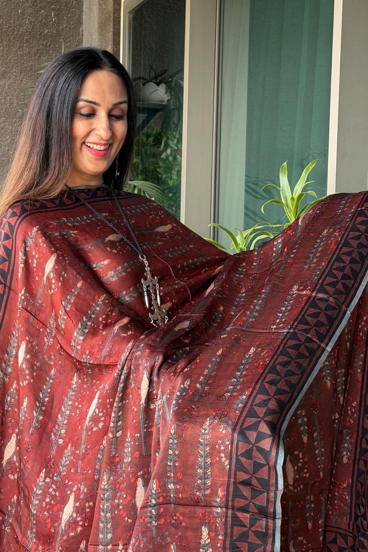 Ombré dyed modal kurta fabric with vegetable Handblock dyed dupatta!!