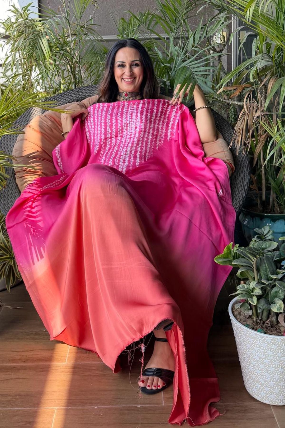 Handblocked Shibori shaded kurta on pure Modal