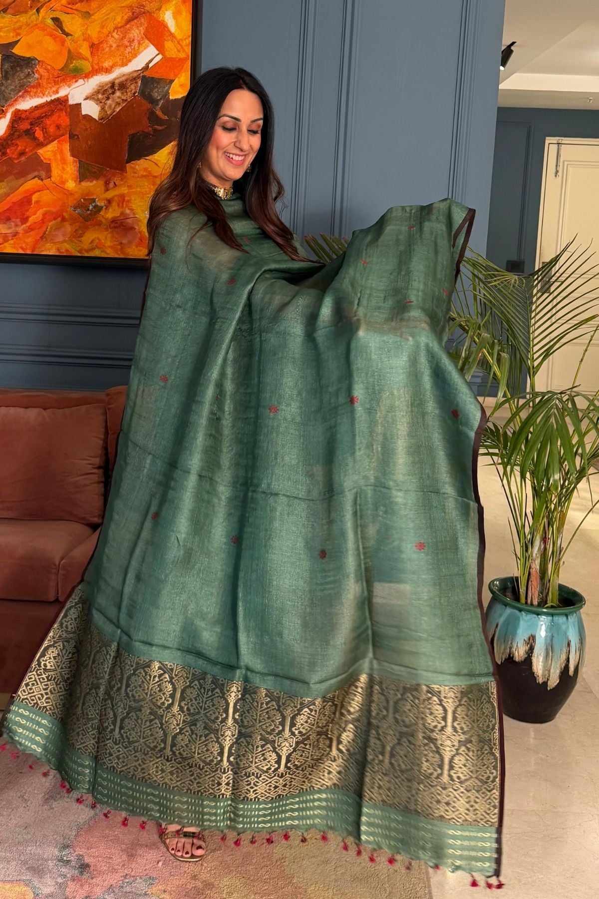 Tangail weave on Pure Tussar Silk -Kurta Dupatta set