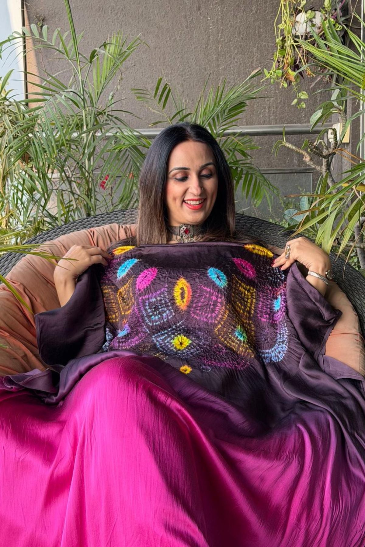 Handblocked Shibori shaded kurta on pure Modal