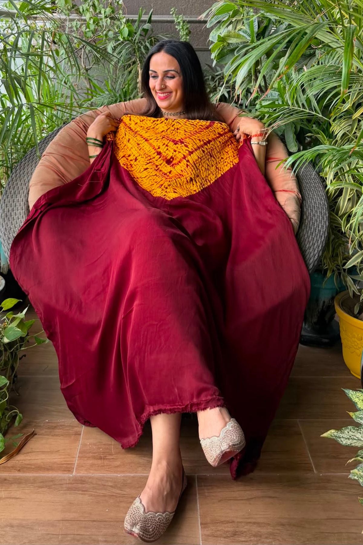 Stunning hand Shibori work on pure modal satin!!