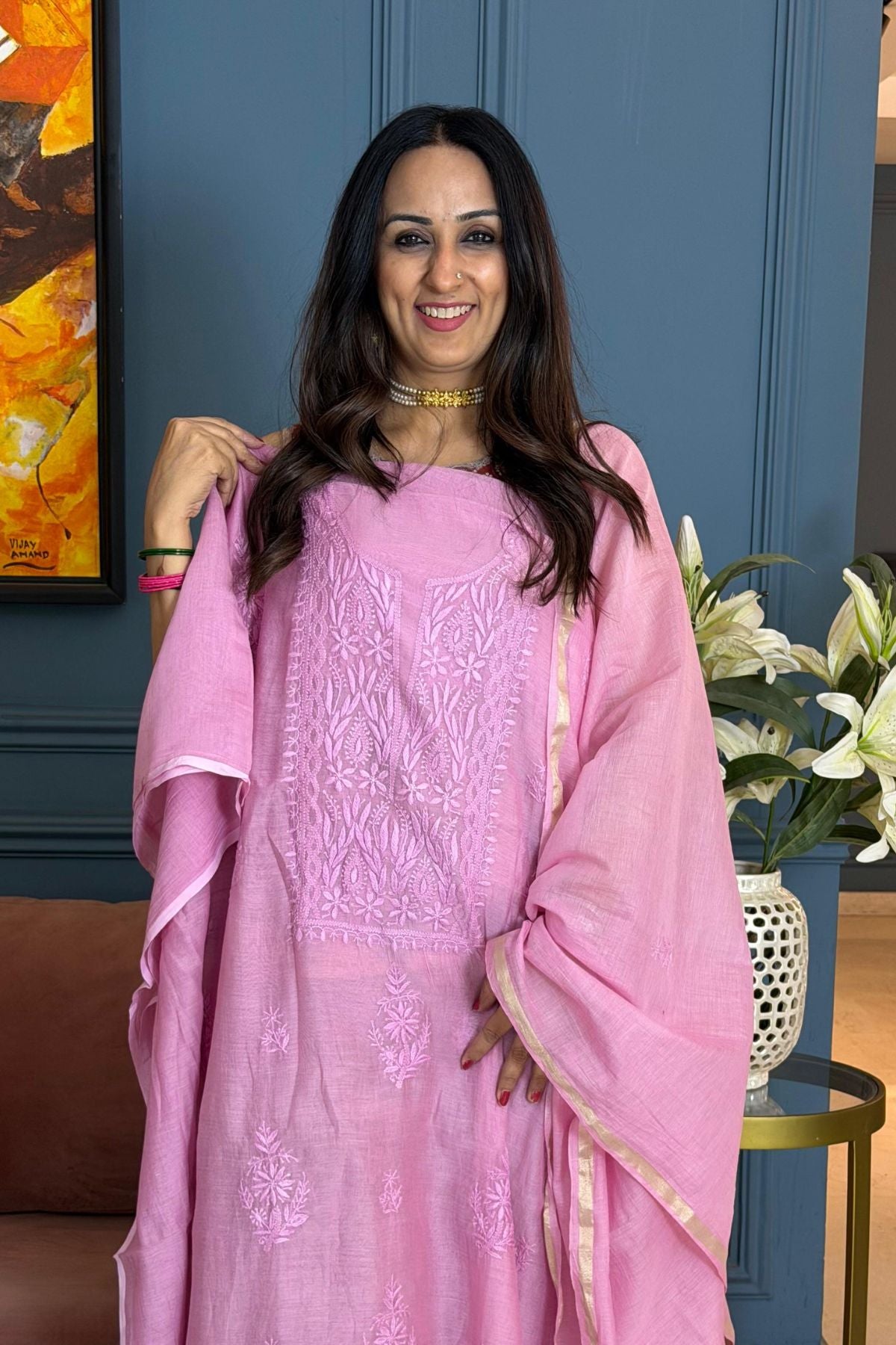 Chikankari on pure Mul cotton!!