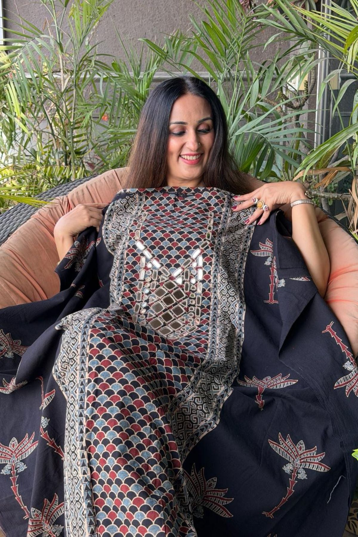 Pure Cotton Kutch mirror hand work kurta fabrics!!