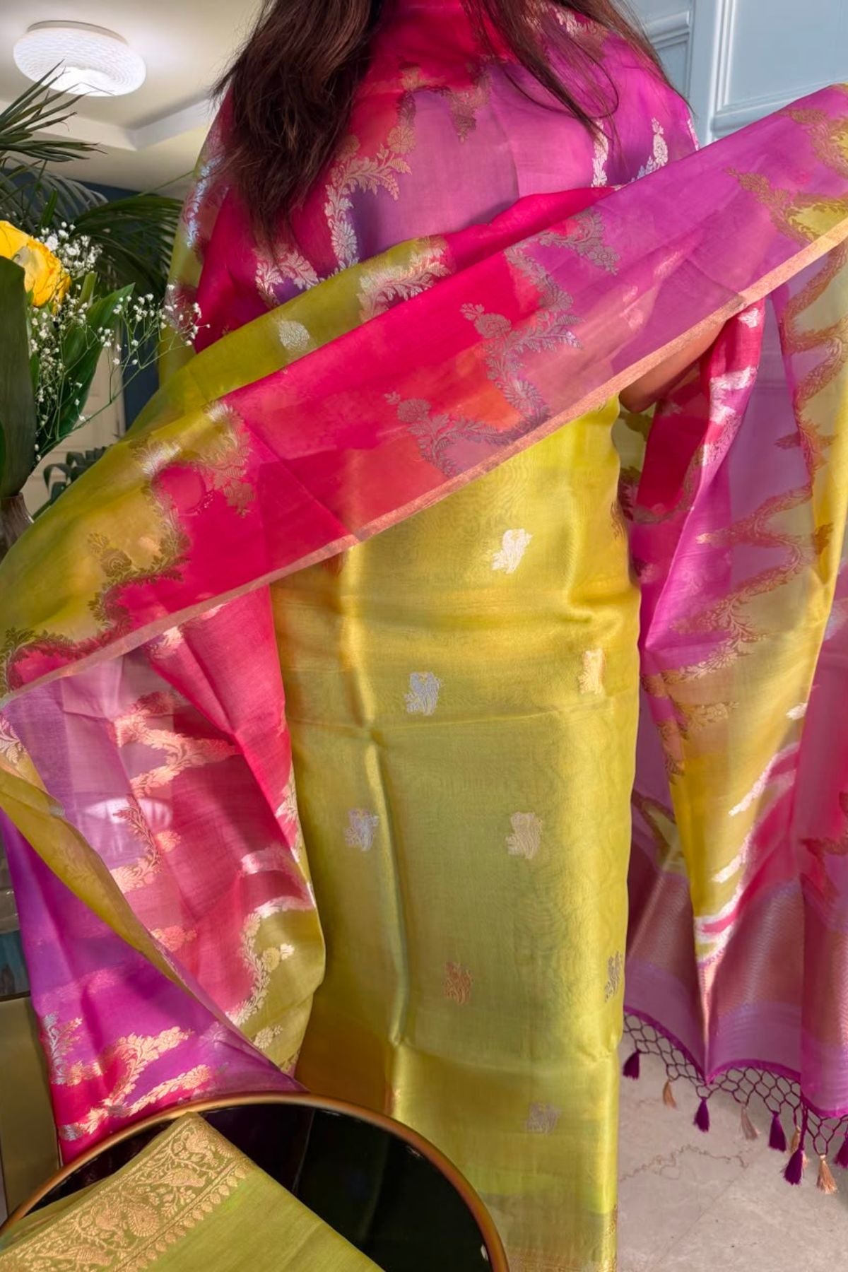 Banarasi weave organza silk suit sets with rangkat dupatta!!
