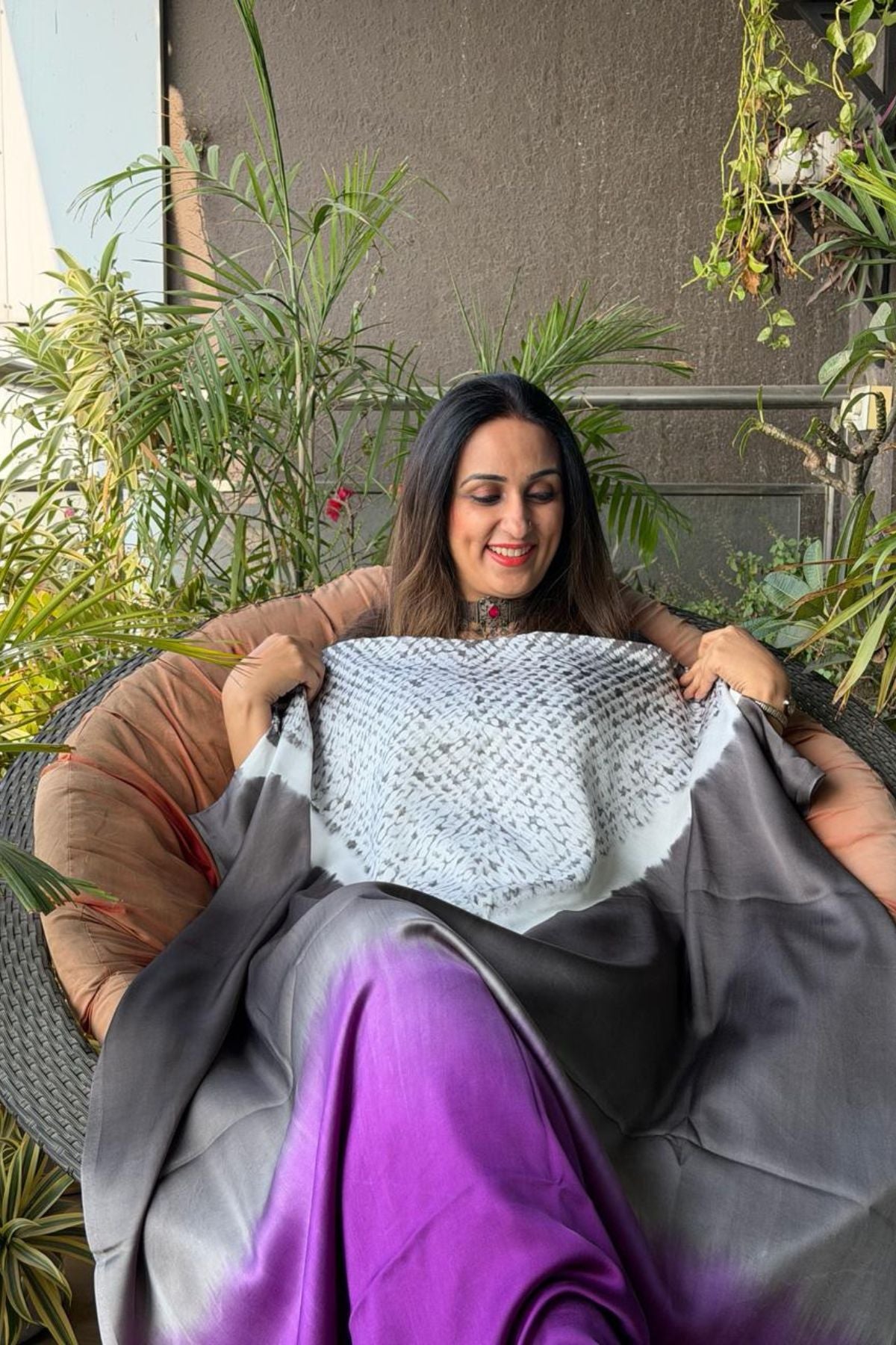 Handblocked Shibori shaded kurta on pure Modal