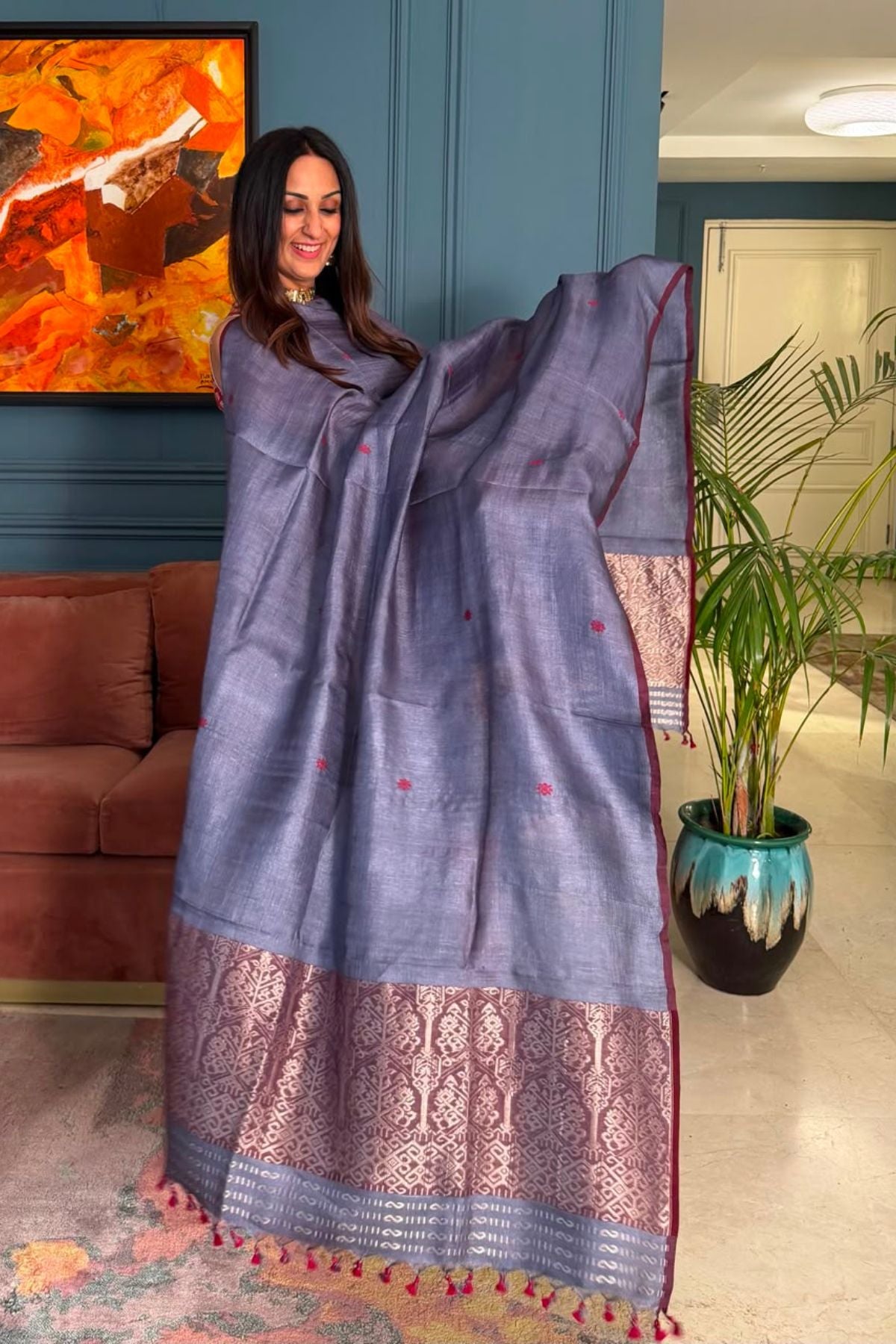 Tangail weave on Pure Tussar Silk -Kurta Dupatta set