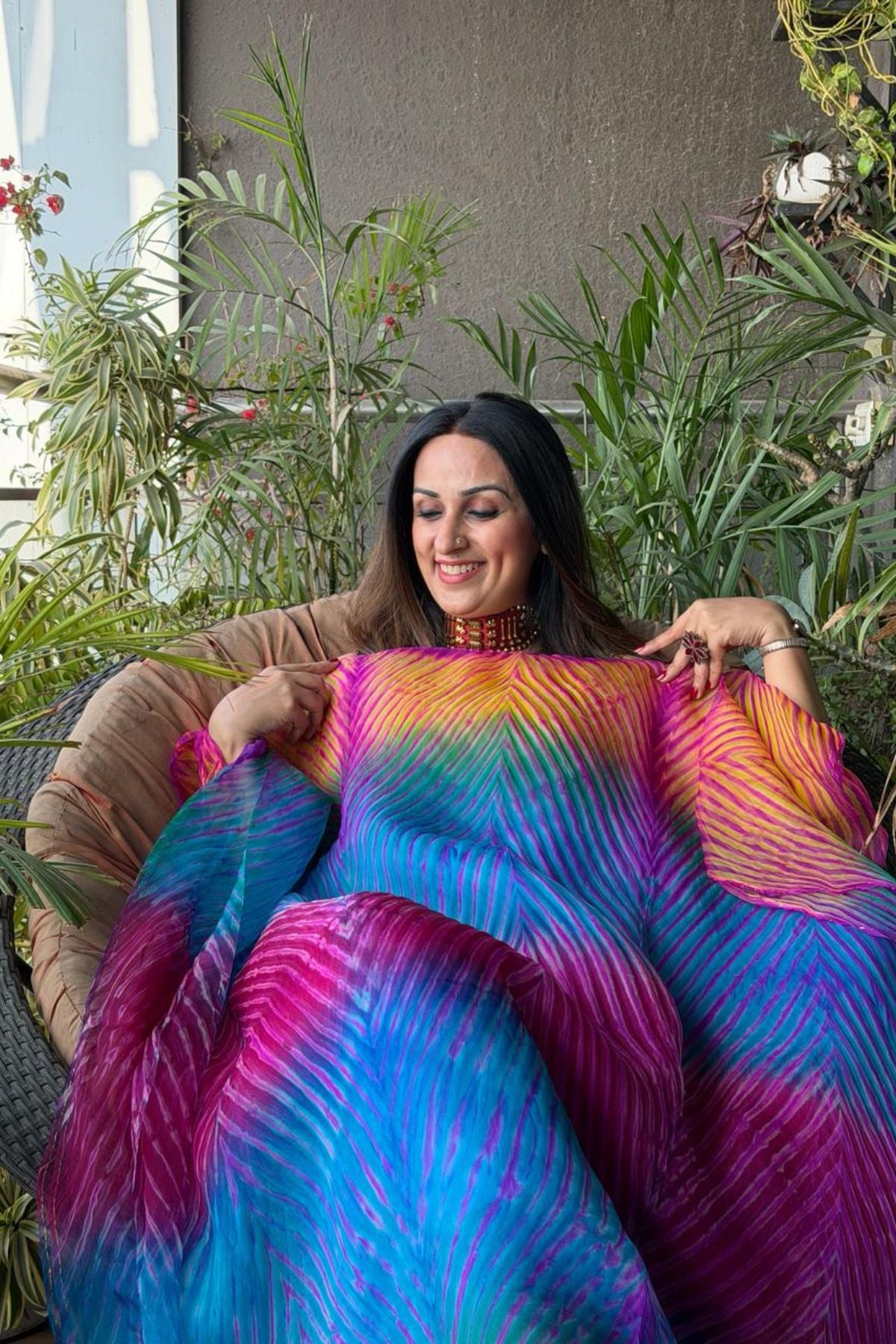 Arashi- Pure Organza Multi Shibori kurta fabric!!!