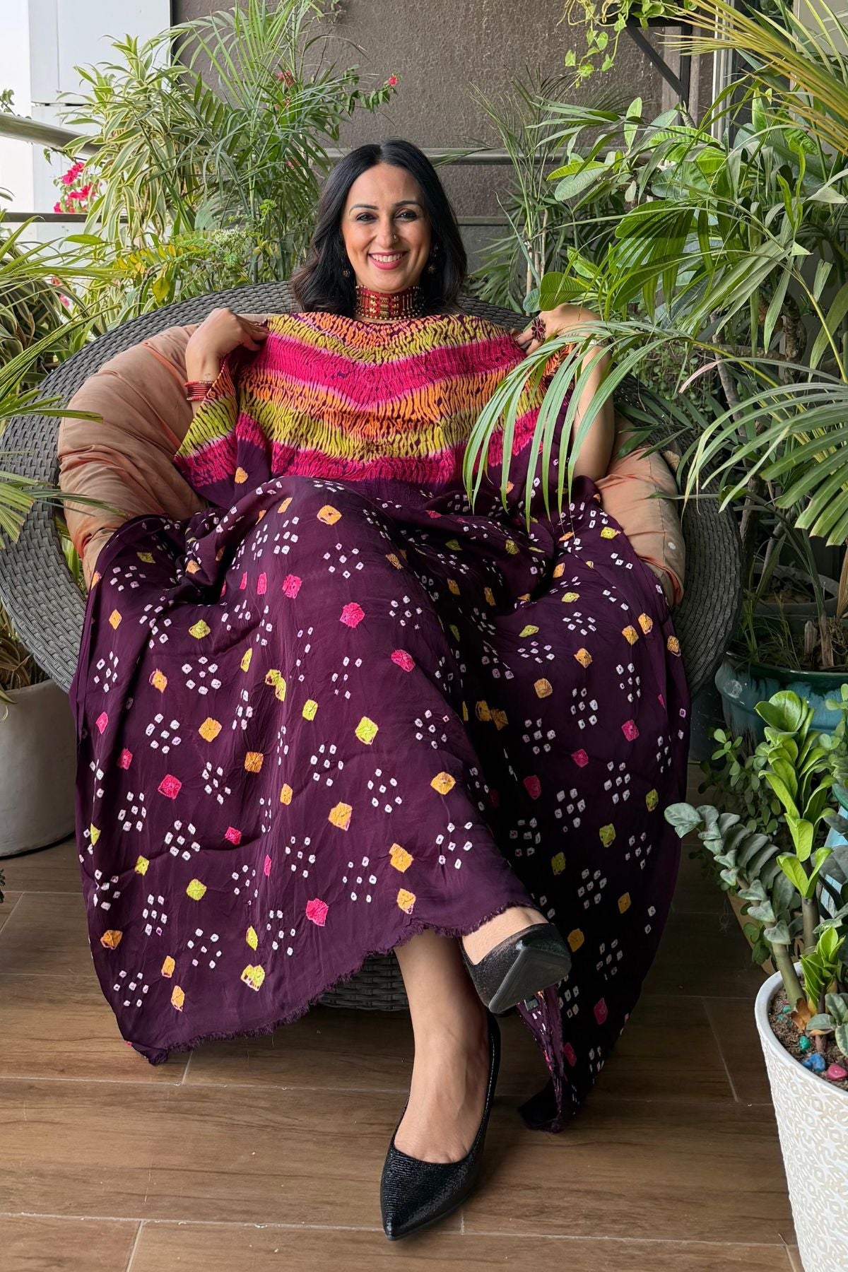Multi Shibori & Bandhani Kurta on pure modal satin!!