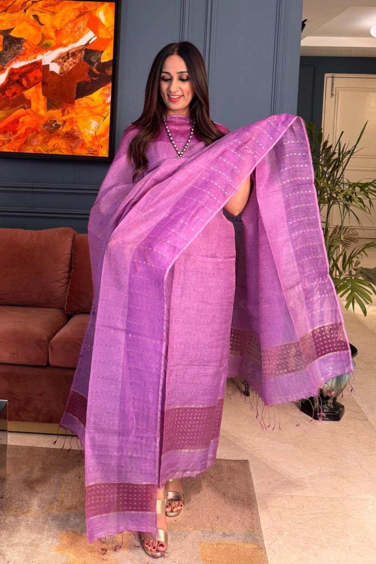 Pure Silk Linen kurta dupatta sets