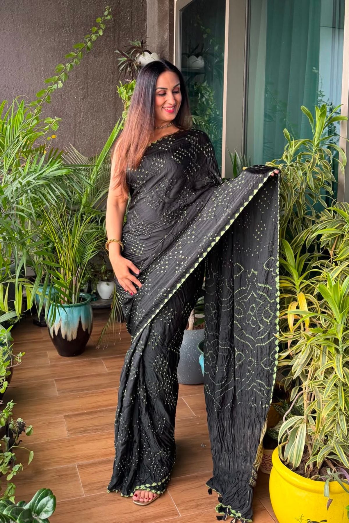 Handcrafted bandhani saree on pure modal!!!