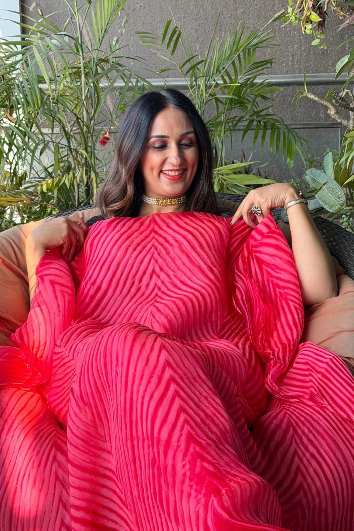 Pure Organza Arashi Shibori dye kurta fabric!!!