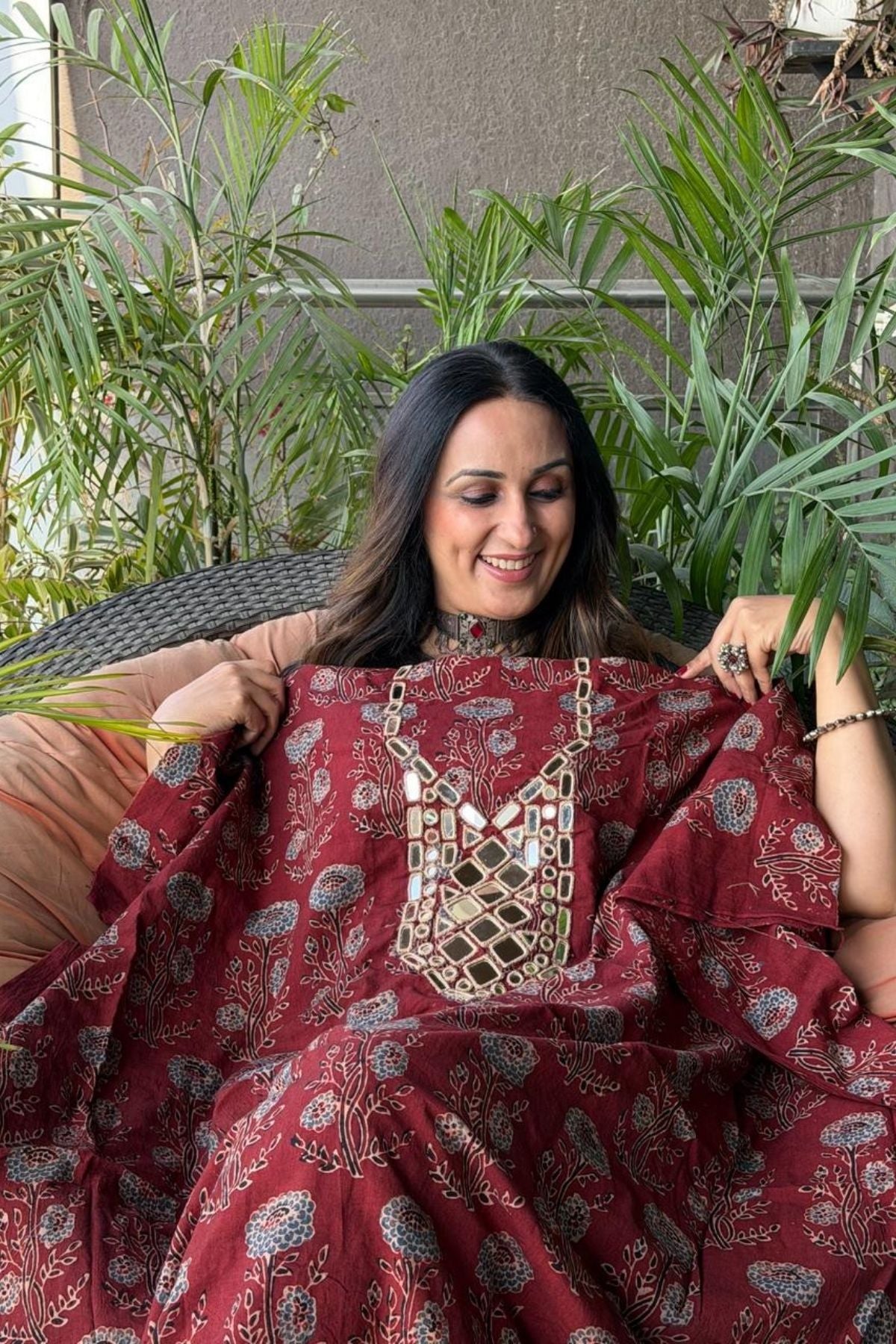 Pure Cotton Kutch mirror hand work kurta fabrics!!