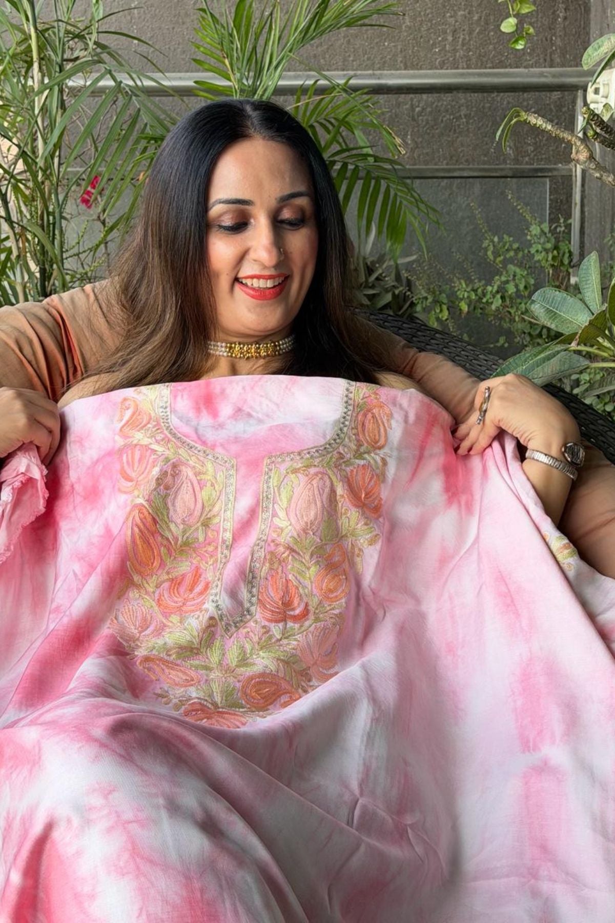 Pure muslin kurta fabric with Kashmiri work