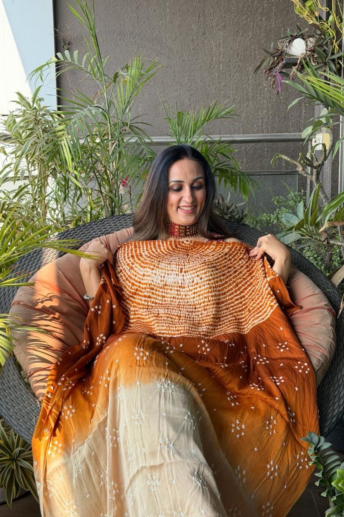 Shibori & Bandhani Kurta on pure modal satin!!