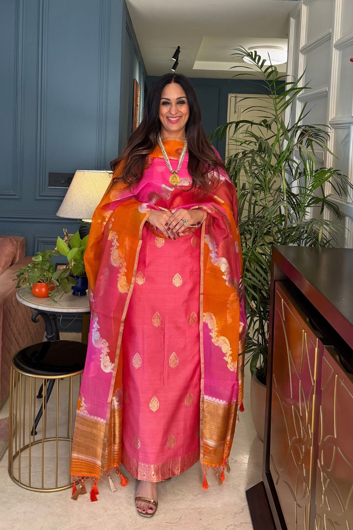Handwoven pure Banarasi raw mango silk suit sets with rangkaat dupatta!!