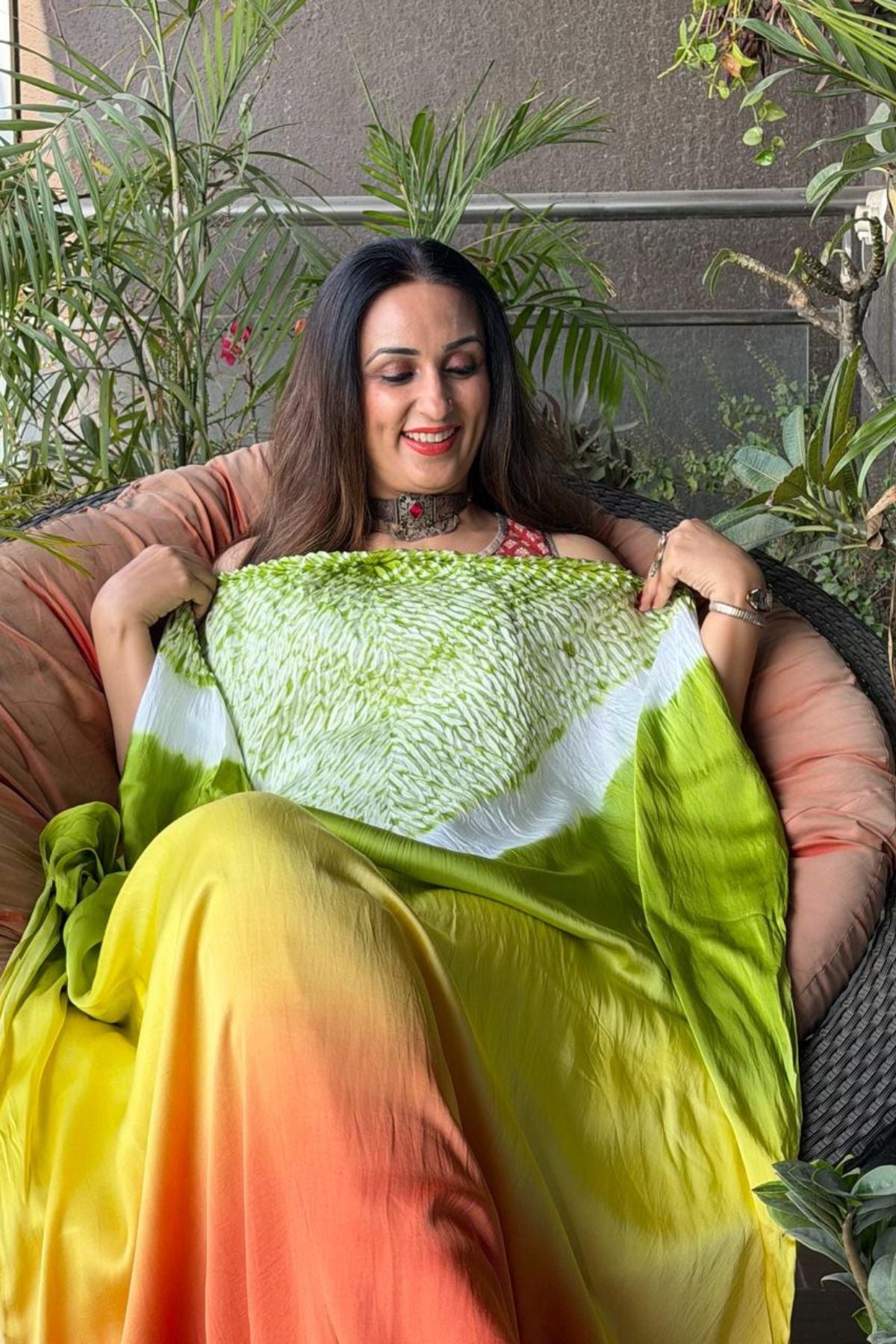 Handblocked Shibori shaded kurta on pure Modal