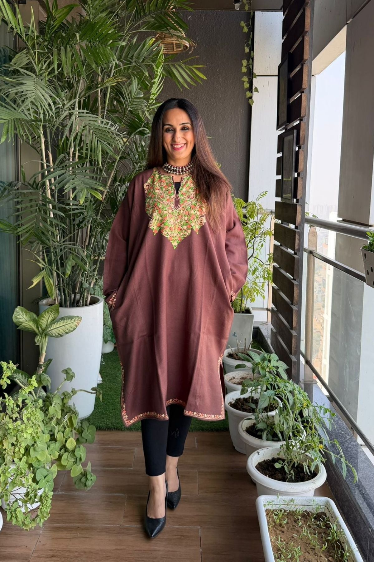 Woollen Kashmiri Phiran with Aari work