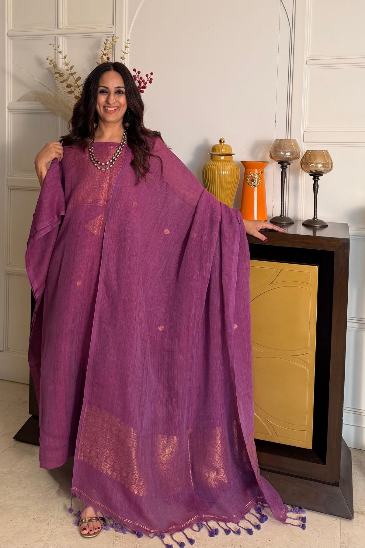 Jamdani Handwoven linen by linen sets!!