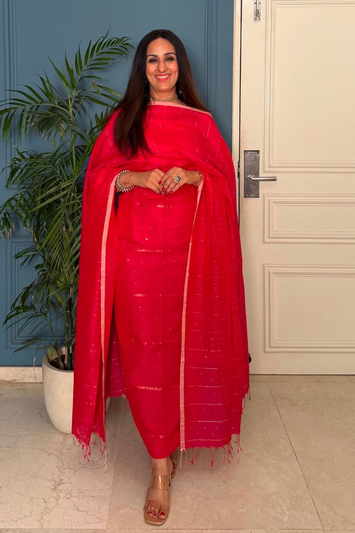 Pure cotton kurta dupatta sets with handwoven pocket sequins!!