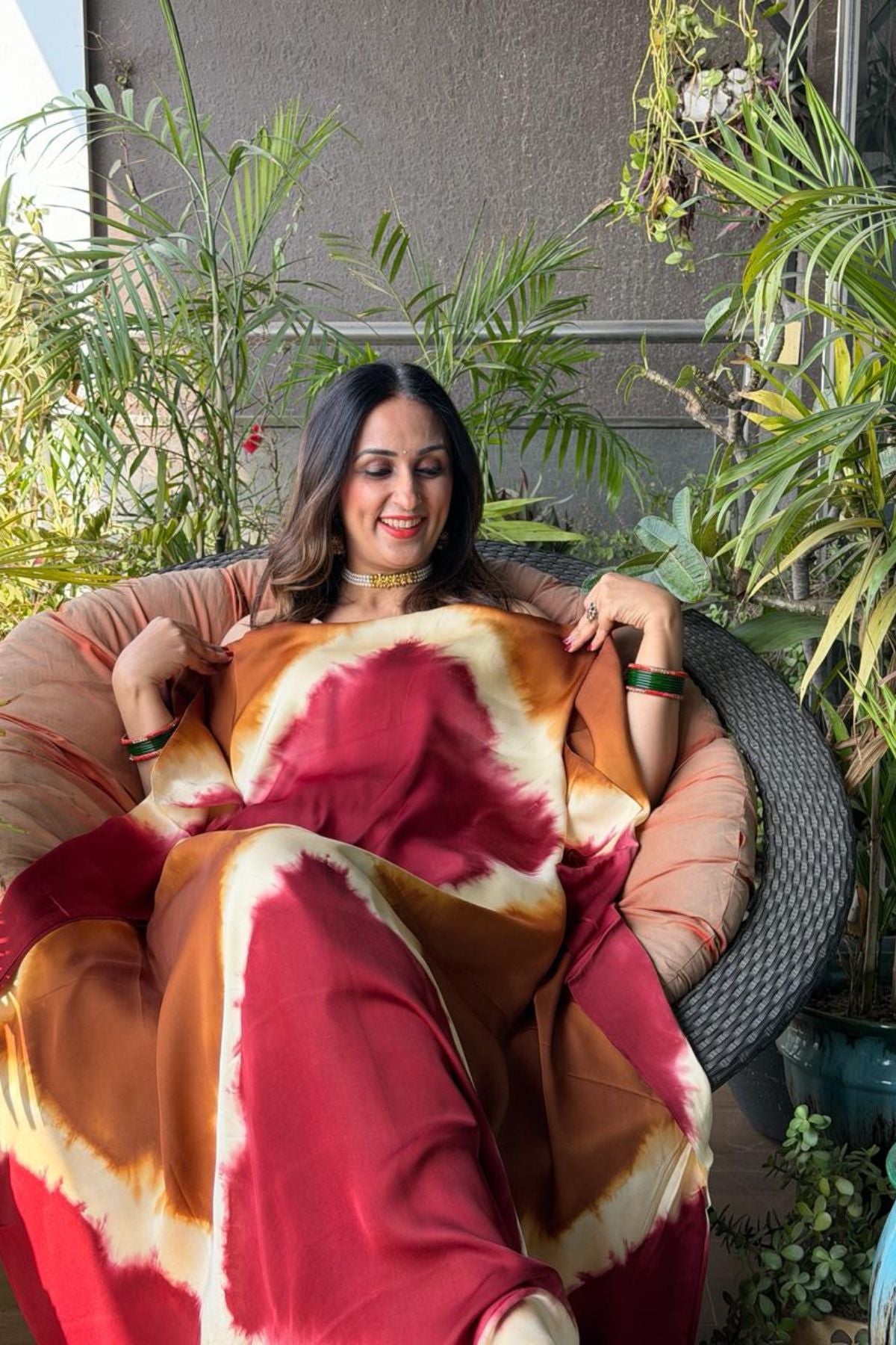 Hand Shibori kurta fabric on pure modal satin!!