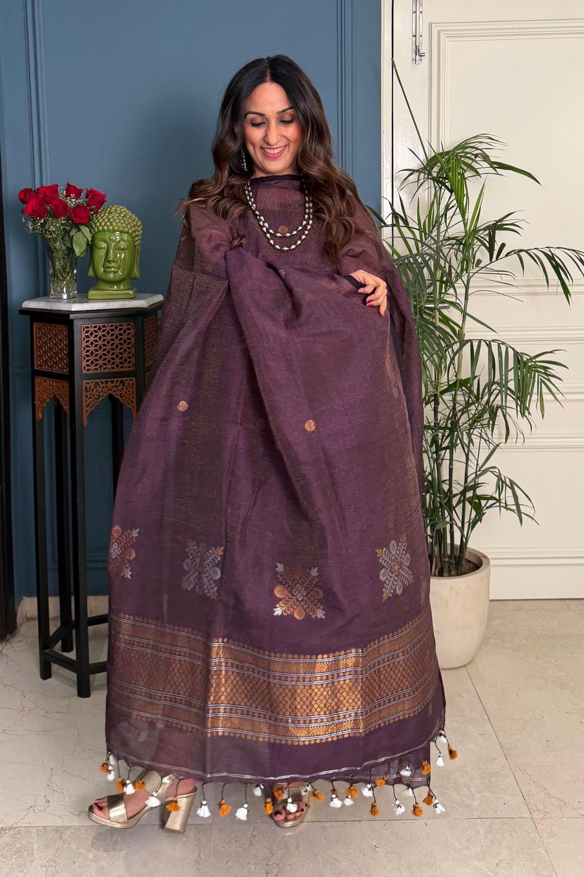 Jayshree tissue linen kurta dupatta set