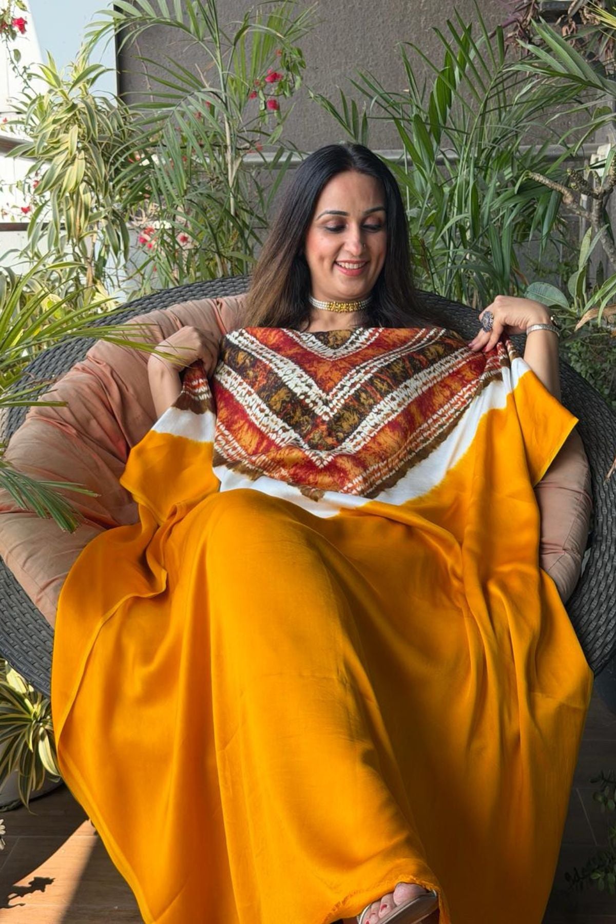 Handblocked Shibori-marble dyed kurta on pure Modal