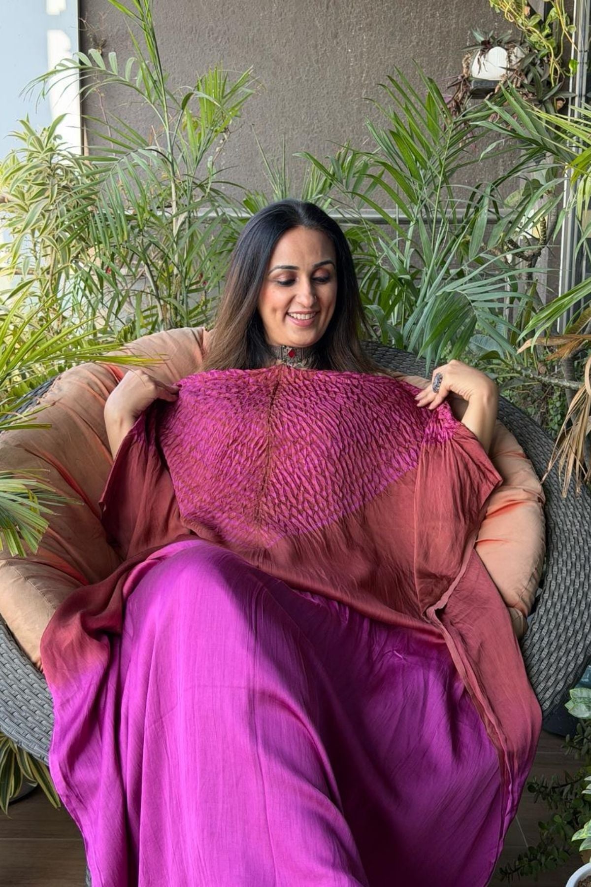 Handblocked Shibori shaded kurta on pure Modal