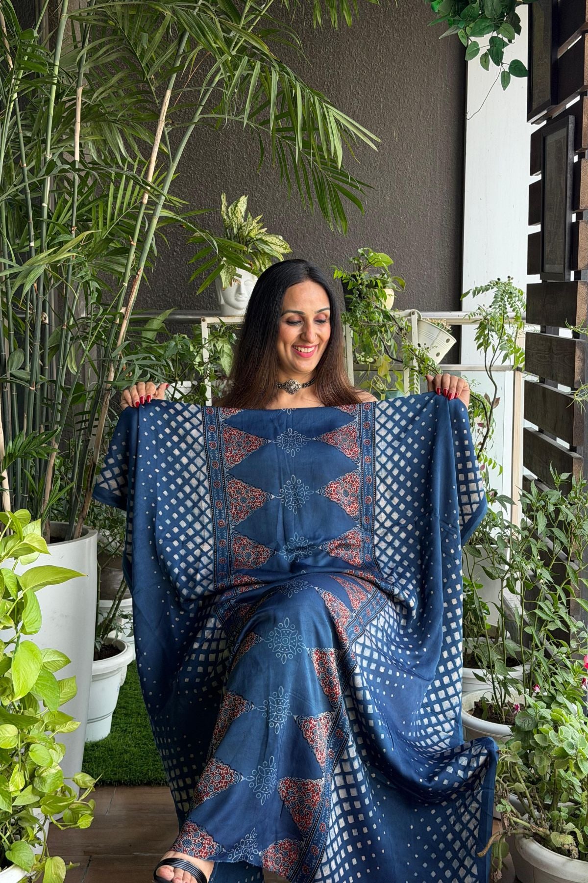 Ajrakh kurta fabric on pure modal !!