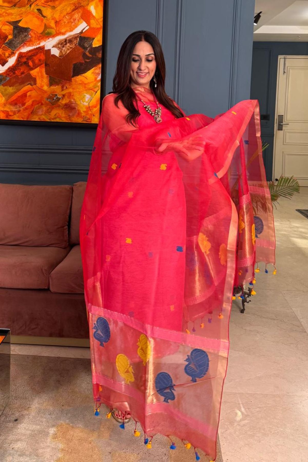 Muslin sets with Paithani inspired Jamdani work