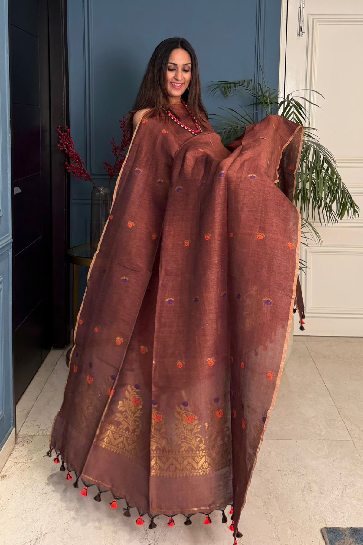 Jayshree cotton linen kurta dupatta set