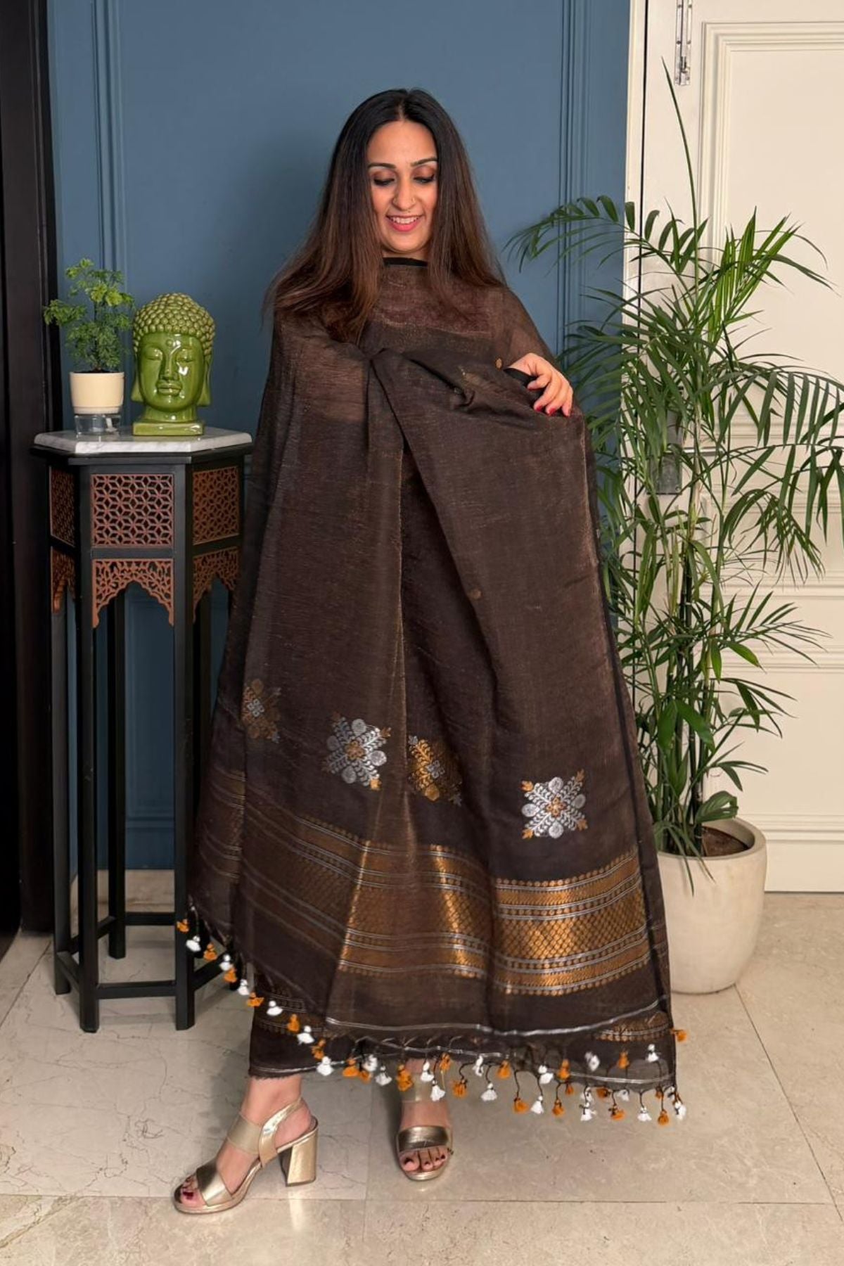 Jayshree tissue linen kurta dupatta set