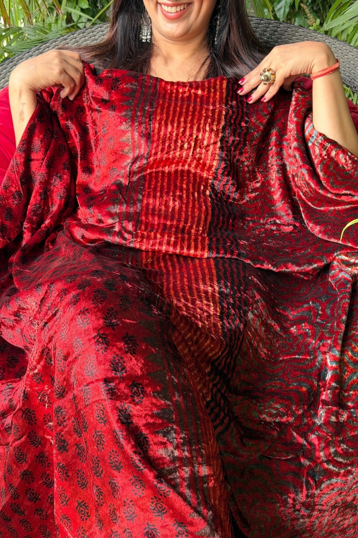 Ajrakh art on Velvet (kurta only)