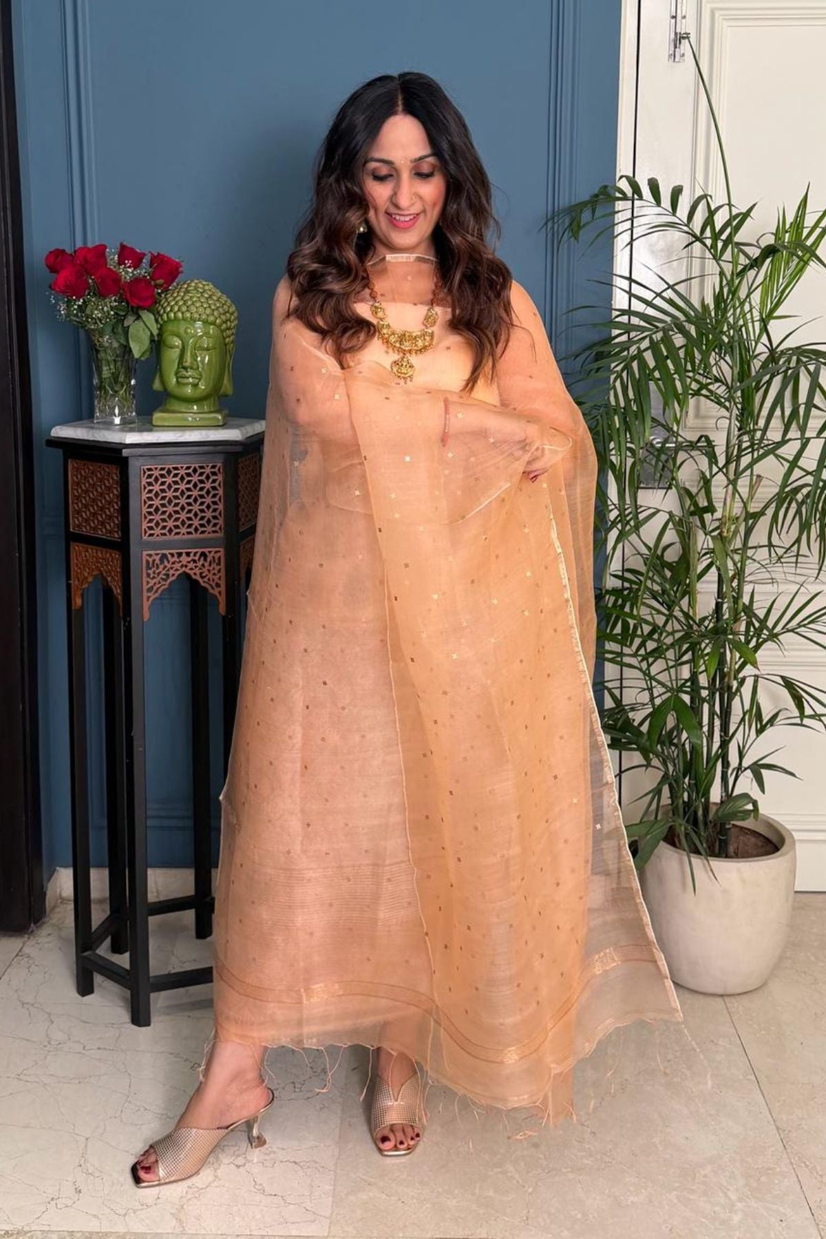 Handwoven kurta dupatta set on silk linen!!
