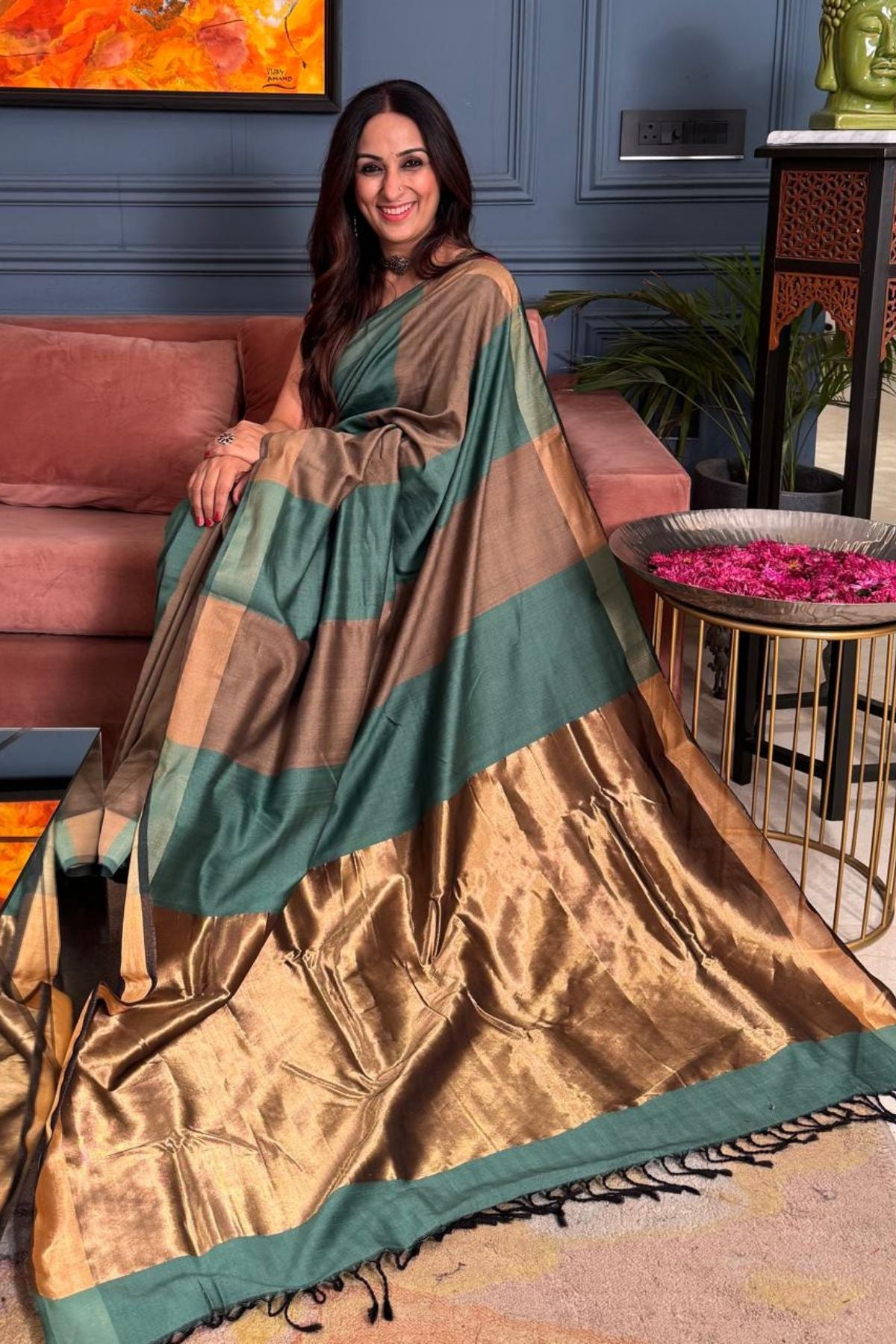 *Pure maheshwari handloom saree