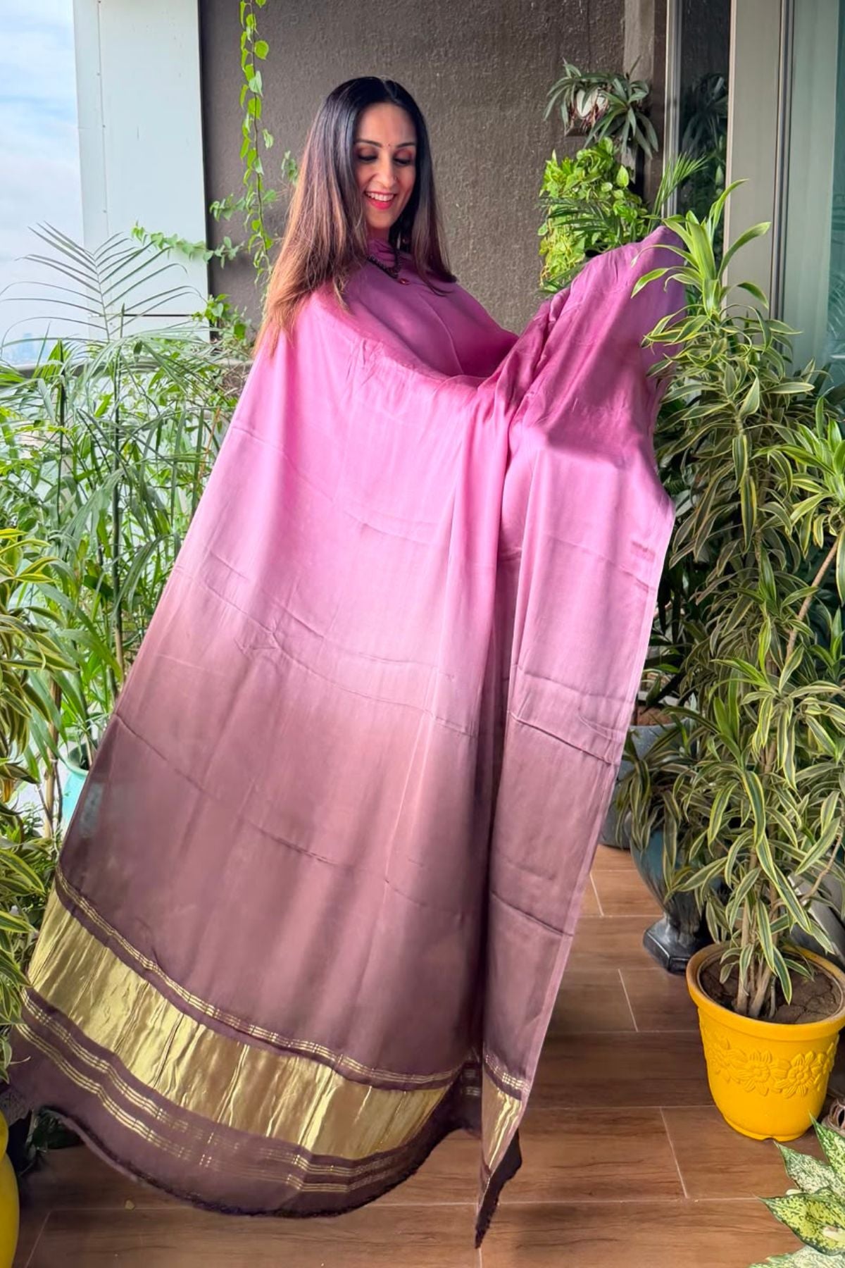 Handcrafted Bandhani ombré kurta dupatta set on pure modal!!