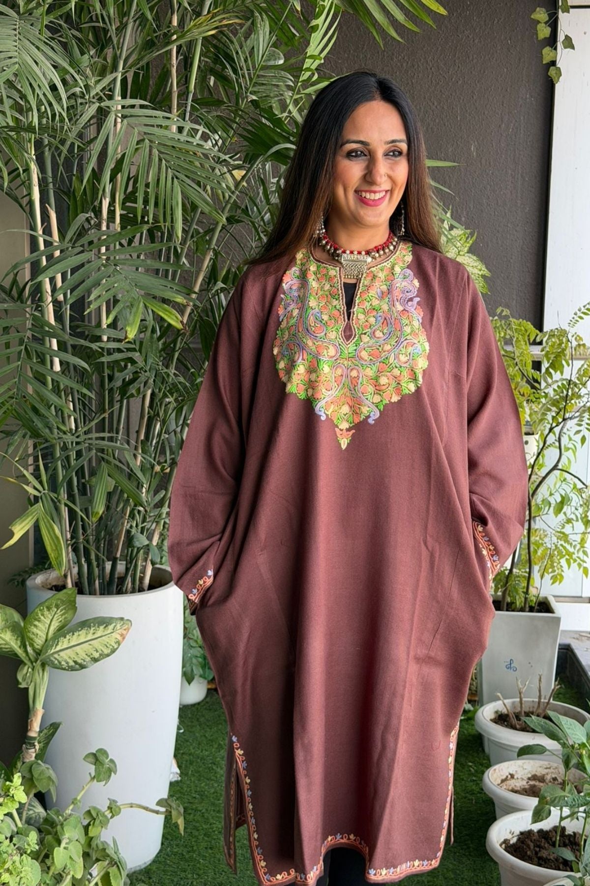 Woollen Kashmiri Phiran with Aari work