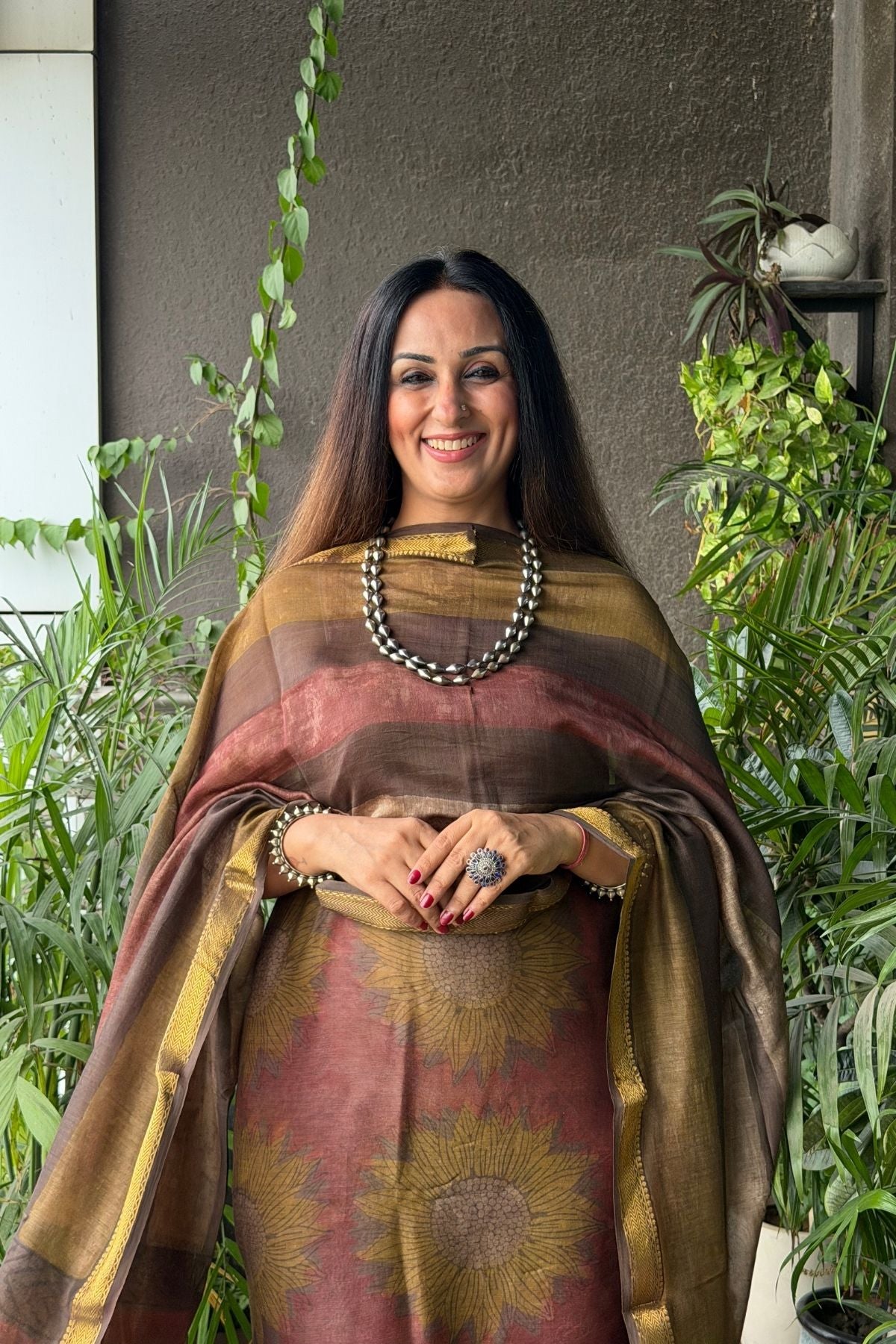 Handblocked with Pomegranate peel kurta dupatta sets in Maheshwari!!