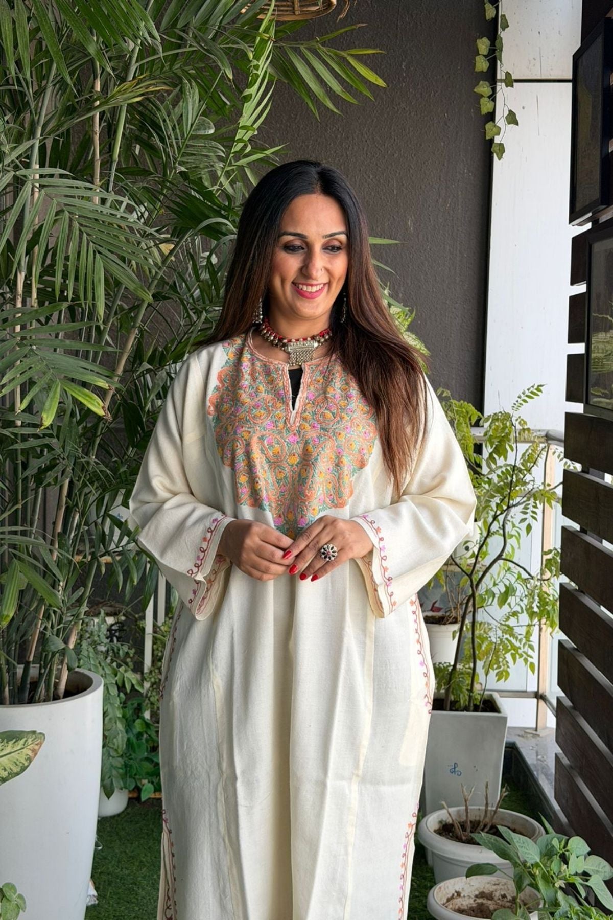 Woollen Kashmiri Phiran with Aari work