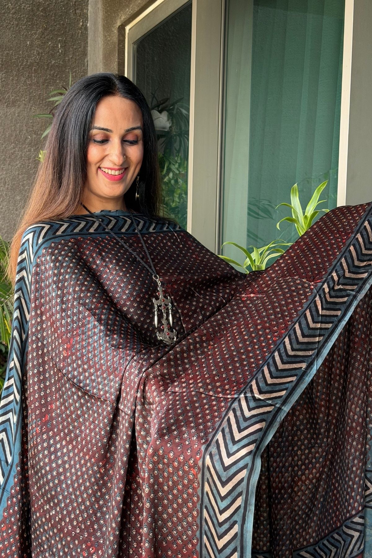 Ombré dyed modal kurta fabric with vegetable Handblock dyed dupatta!!